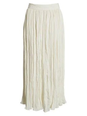 NORDSTROM Crinkle A-Line MaxWomen's Cream Maxi Skirt in white SZ XXL new